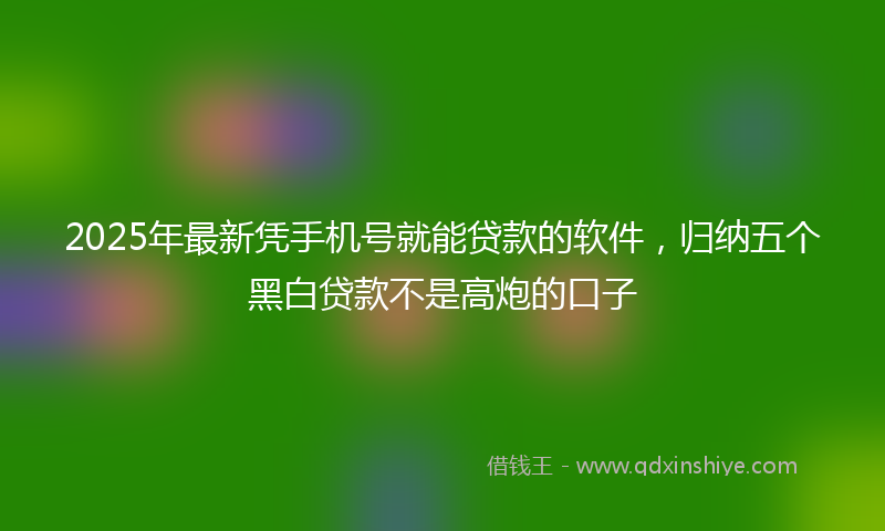2025年最新凭手机号就能贷款的软件，归纳五个黑白贷款不是高炮的口子