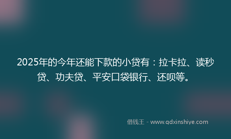 2025年的今年还能下款的小贷有：拉卡拉、读秒贷、功夫贷、平安口袋银行、还呗等。