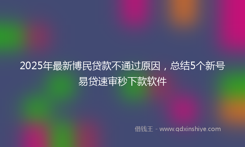 2025年最新博民贷款不通过原因，总结5个新号易贷速审秒下款软件