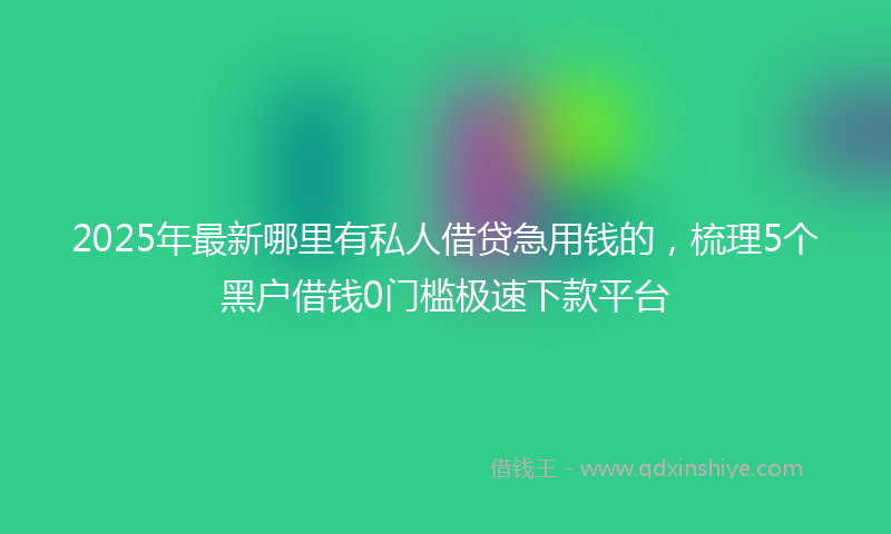 2025年最新哪里有私人借贷急用钱的，梳理5个黑户借钱0门槛极速下款平台