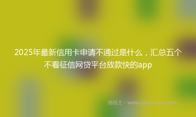2025年最新信用卡申请不通过是什么，汇总五个不看征信网贷平台放款快的app