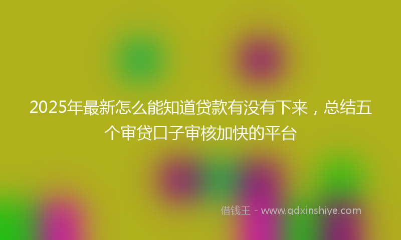 2025年最新怎么能知道贷款有没有下来，总结五个审贷口子审核加快的平台