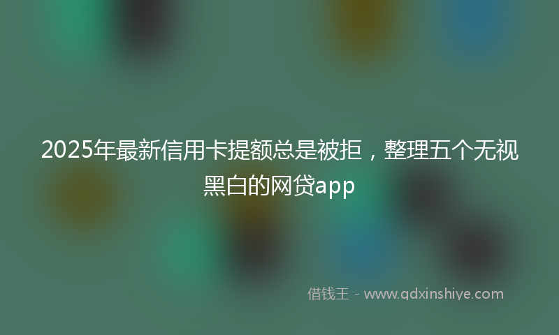 2025年最新信用卡提额总是被拒，整理五个无视黑白的网贷app