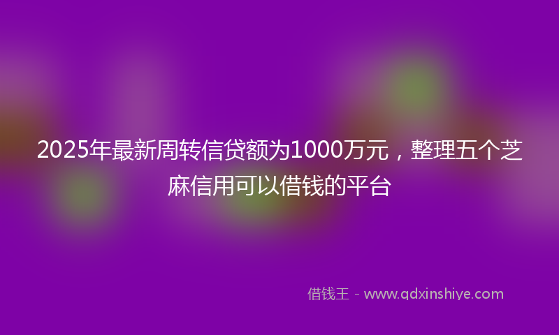 2025年最新周转信贷额为1000万元，整理五个芝麻信用可以借钱的平台