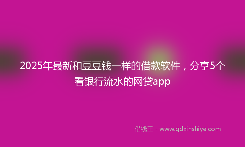 2025年最新和豆豆钱一样的借款软件，分享5个看银行流水的网贷app