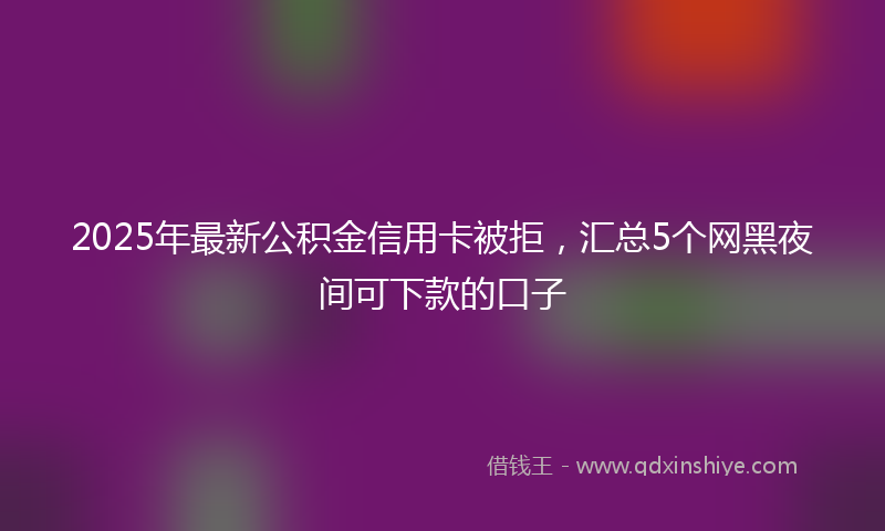 2025年最新公积金信用卡被拒，汇总5个网黑夜间可下款的口子
