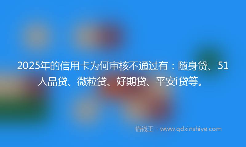 2025年的信用卡为何审核不通过有：随身贷、51人品贷、微粒贷、好期贷、平安i贷等。