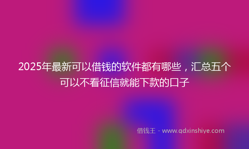 2025年最新可以借钱的软件都有哪些，汇总五个可以不看征信就能下款的口子