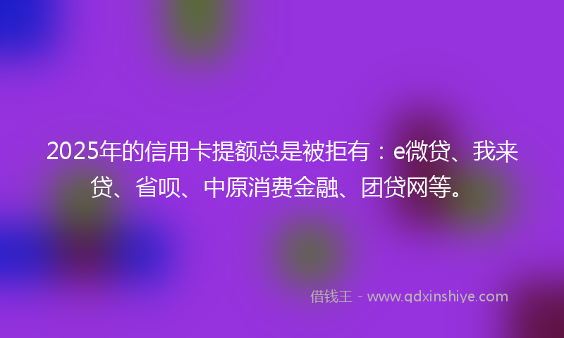 2025年的信用卡提额总是被拒有：e微贷、我来贷、省呗、中原消费金融、团贷网等。