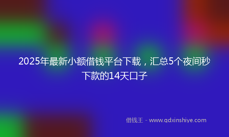 2025年最新小额借钱平台下载，汇总5个夜间秒下款的14天口子