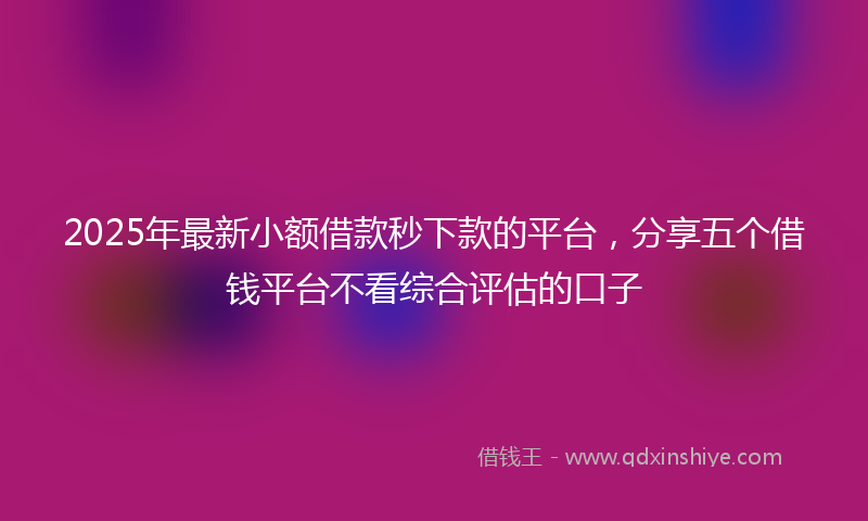 2025年最新小额借款秒下款的平台，分享五个借钱平台不看综合评估的口子