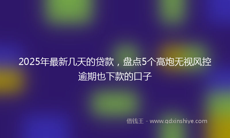 2025年最新几天的贷款，盘点5个高炮无视风控逾期也下款的口子