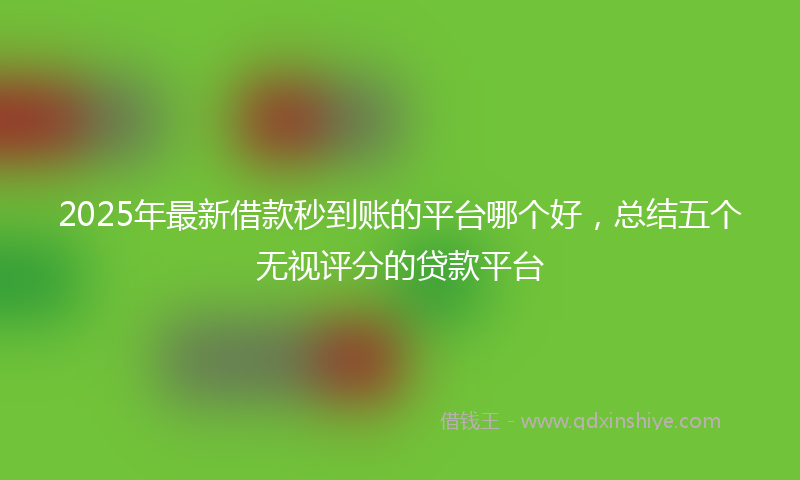2025年最新借款秒到账的平台哪个好，总结五个无视评分的贷款平台