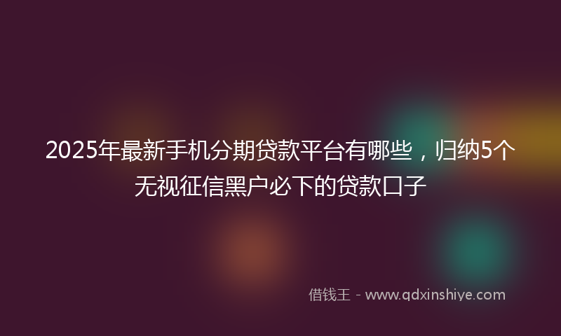 2025年最新手机分期贷款平台有哪些，归纳5个无视征信黑户必下的贷款口子