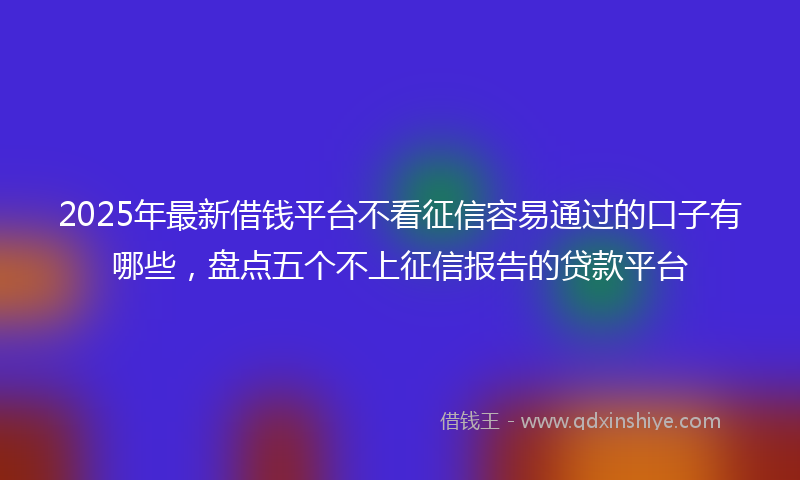 2025年最新借钱平台不看征信容易通过的口子有哪些，盘点五个不上征信报告的贷款平台