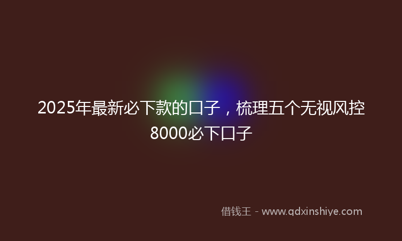 2025年最新必下款的口子，梳理五个无视风控8000必下口子