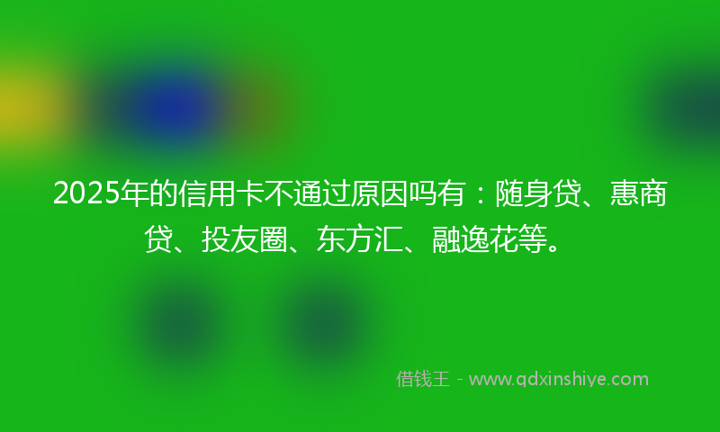 2025年的信用卡不通过原因吗有：随身贷、惠商贷、投友圈、东方汇、融逸花等。