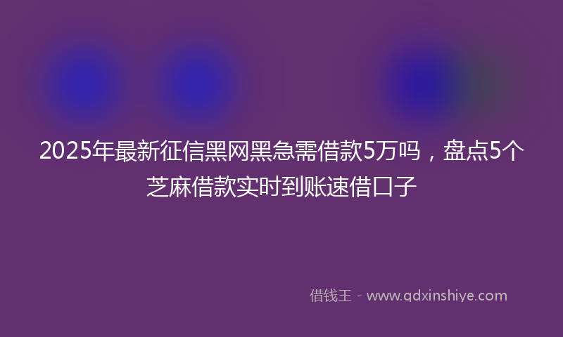 2025年最新征信黑网黑急需借款5万吗，盘点5个芝麻借款实时到账速借口子