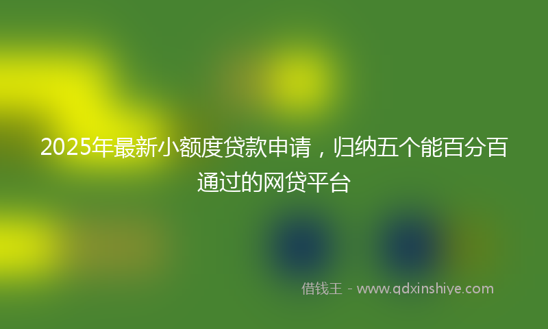 2025年最新小额度贷款申请，归纳五个能百分百通过的网贷平台