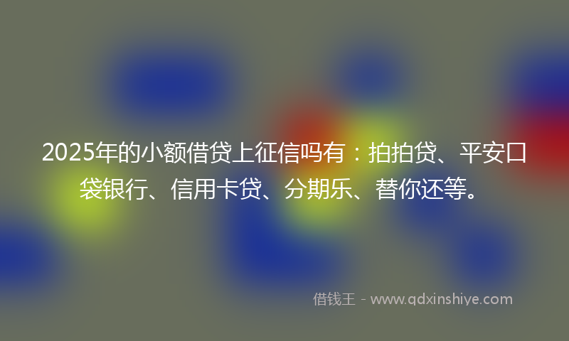 2025年的小额借贷上征信吗有：拍拍贷、平安口袋银行、信用卡贷、分期乐、替你还等。