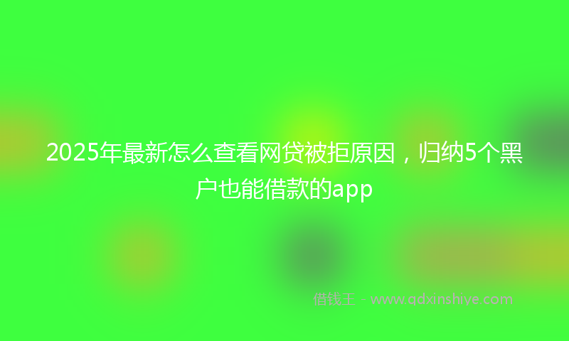2025年最新怎么查看网贷被拒原因，归纳5个黑户也能借款的app