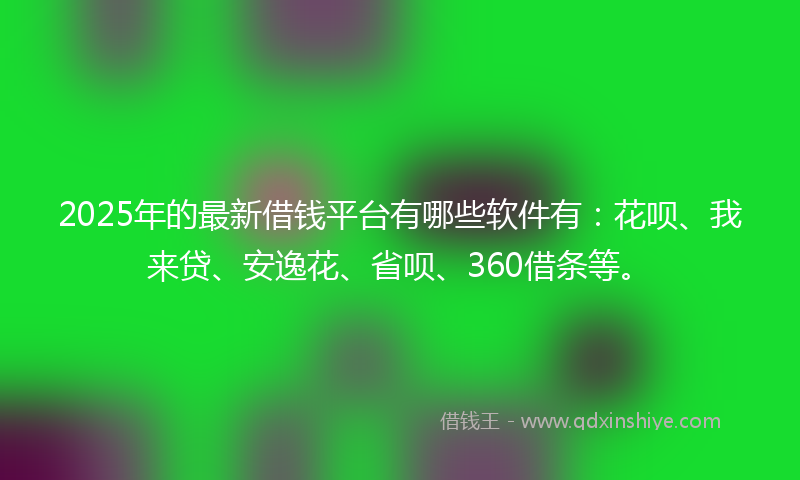 2025年的最新借钱平台有哪些软件有：花呗、我来贷、安逸花、省呗、360借条等。
