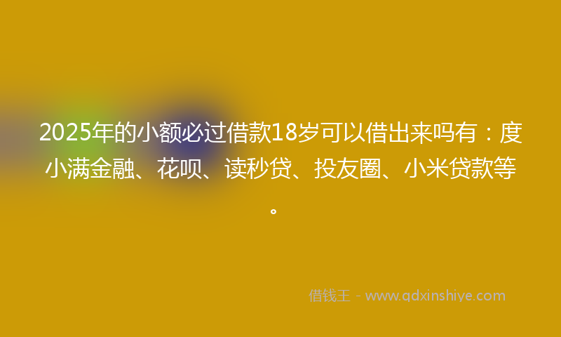 2025年的小额必过借款18岁可以借出来吗有：度小满金融、花呗、读秒贷、投友圈、小米贷款等。