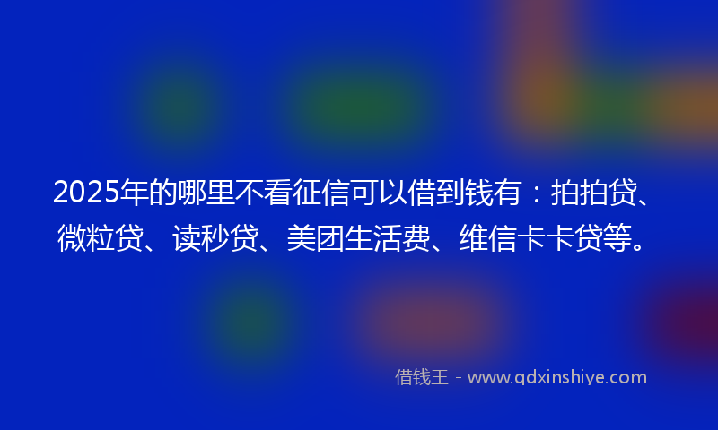 2025年的哪里不看征信可以借到钱有：拍拍贷、微粒贷、读秒贷、美团生活费、维信卡卡贷等。