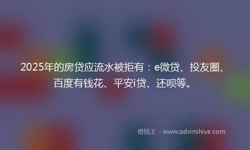 2025年的房贷应流水被拒有：e微贷、投友圈、百度有钱花、平安i贷、还呗等。