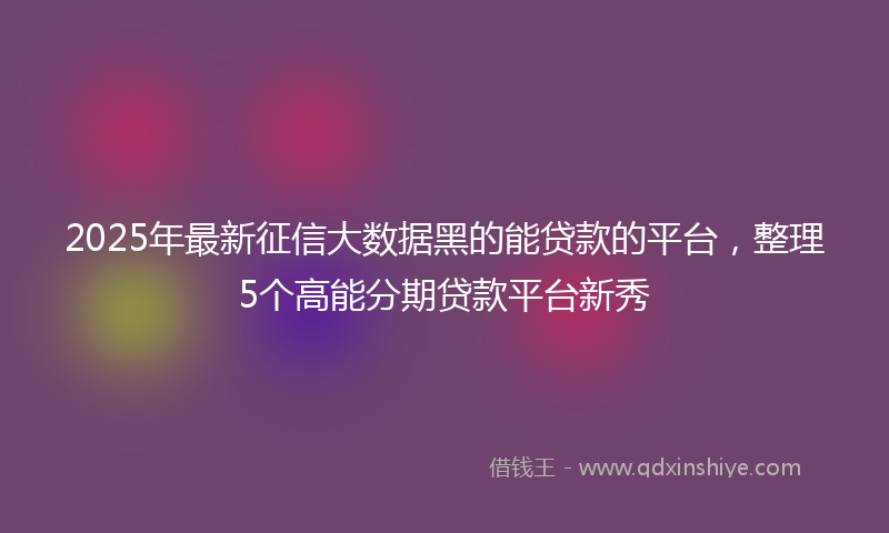 2025年最新征信大数据黑的能贷款的平台，整理5个高能分期贷款平台新秀