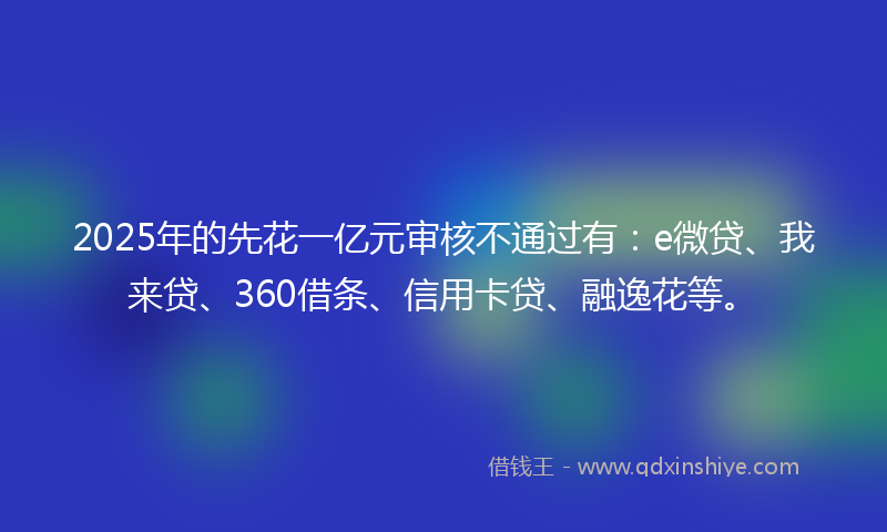 2025年的先花一亿元审核不通过有：e微贷、我来贷、360借条、信用卡贷、融逸花等。