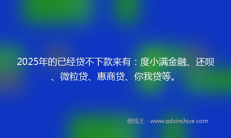 2025年的已经贷不下款来有：度小满金融、还呗、微粒贷、惠商贷、你我贷等。
