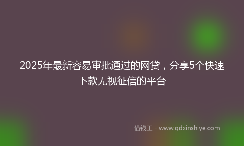 2025年最新容易审批通过的网贷，分享5个快速下款无视征信的平台