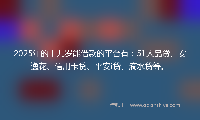 2025年的十九岁能借款的平台有：51人品贷、安逸花、信用卡贷、平安i贷、滴水贷等。