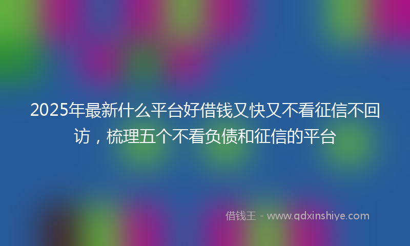 2025年最新什么平台好借钱又快又不看征信不回访，梳理五个不看负债和征信的平台