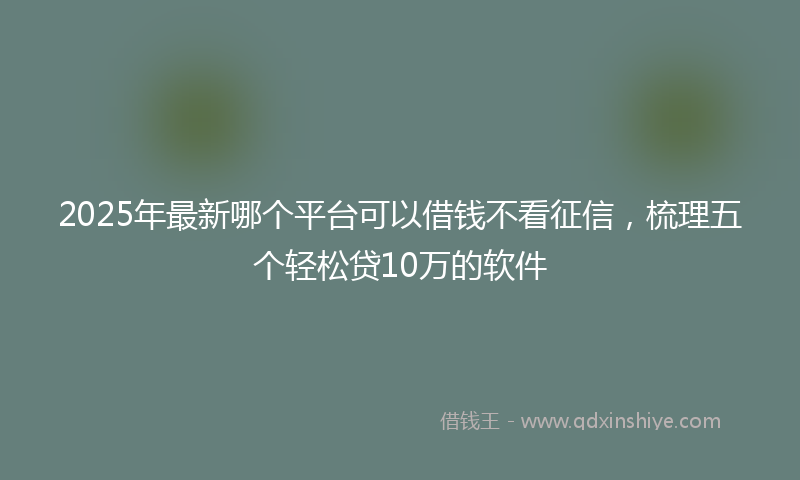 2025年最新哪个平台可以借钱不看征信，梳理五个轻松贷10万的软件