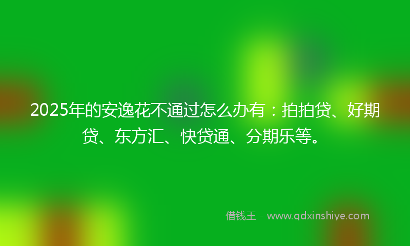 2025年的安逸花不通过怎么办有：拍拍贷、好期贷、东方汇、快贷通、分期乐等。
