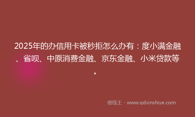 2025年的办信用卡被秒拒怎么办有：度小满金融、省呗、中原消费金融、京东金融、小米贷款等。