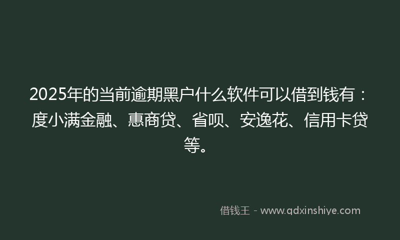 2025年的当前逾期黑户什么软件可以借到钱有：度小满金融、惠商贷、省呗、安逸花、信用卡贷等。