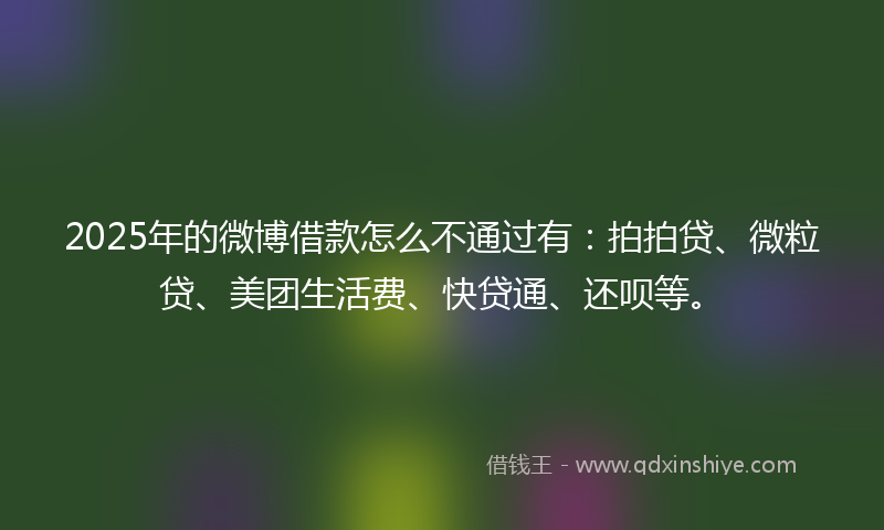 2025年的微博借款怎么不通过有：拍拍贷、微粒贷、美团生活费、快贷通、还呗等。