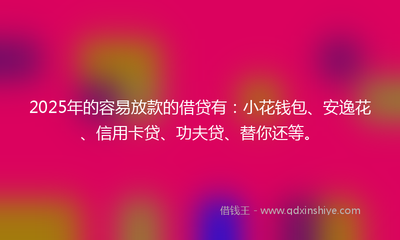 2025年的容易放款的借贷有：小花钱包、安逸花、信用卡贷、功夫贷、替你还等。