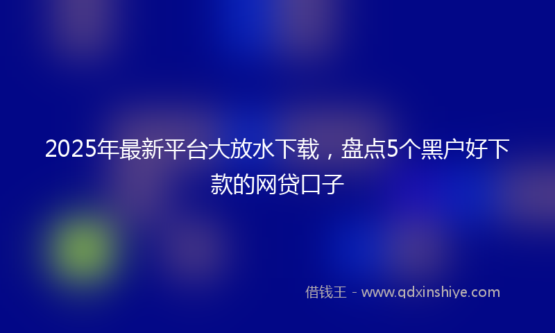 2025年最新平台大放水下载，盘点5个黑户好下款的网贷口子