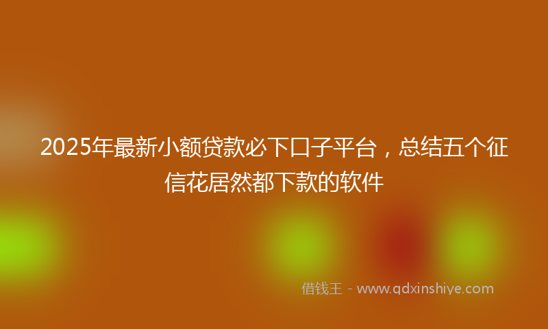 2025年最新小额贷款必下口子平台，总结五个征信花居然都下款的软件