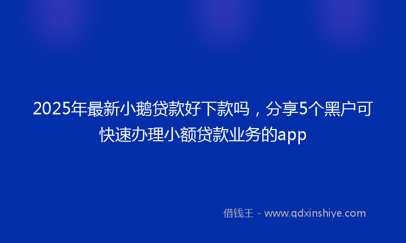 2025年最新小鹅贷款好下款吗，分享5个黑户可快速办理小额贷款业务的app