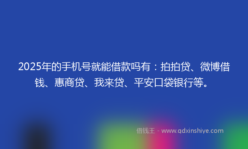 2025年的手机号就能借款吗有：拍拍贷、微博借钱、惠商贷、我来贷、平安口袋银行等。