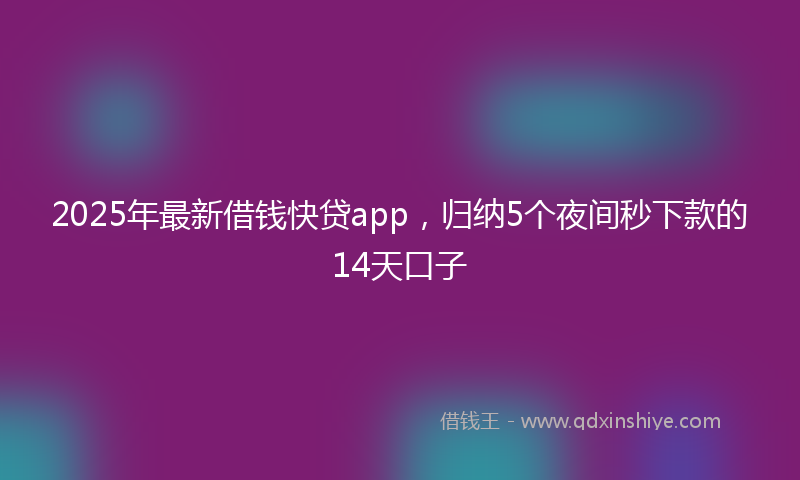 2025年最新借钱快贷app，归纳5个夜间秒下款的14天口子