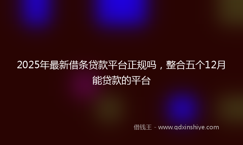 2025年最新借条贷款平台正规吗，整合五个12月能贷款的平台
