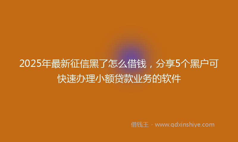 2025年最新征信黑了怎么借钱，分享5个黑户可快速办理小额贷款业务的软件