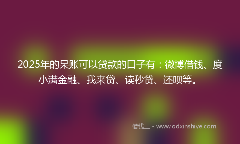 2025年的呆账可以贷款的口子有：微博借钱、度小满金融、我来贷、读秒贷、还呗等。