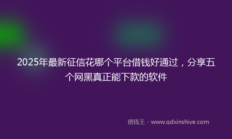2025年最新征信花哪个平台借钱好通过，分享五个网黑真正能下款的软件